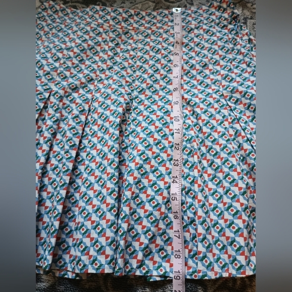 Maeve Anthropologie Pleated Mini Skirt Sz 10 Floral Check Tennis Prep 70s Mod - Picture 9 of 10